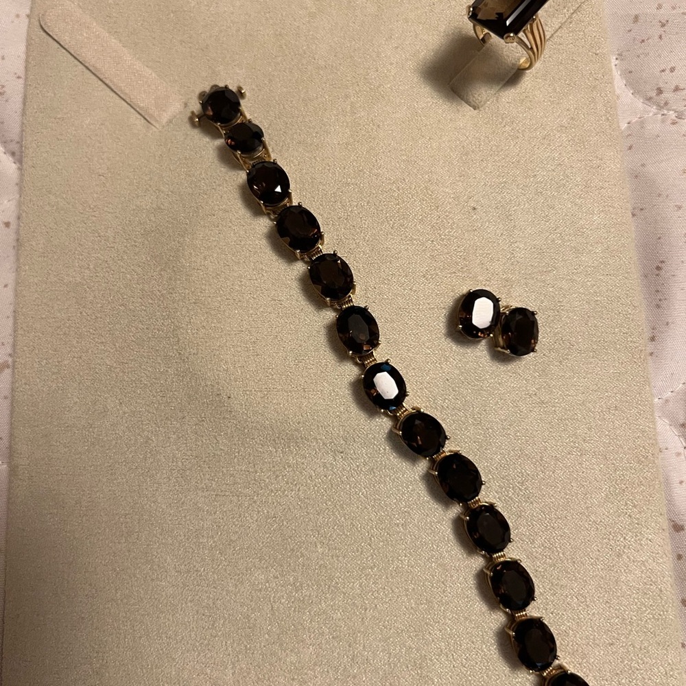 Elegant Smokey Quartz/Topaz 10k Gold Jewelry Set - WILL SELL SEPARATELY